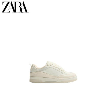 ZARA 2026 Primavera/Verão Novos Sapatos Masculinos Tênis de Cano Alto com Cadarço e Sola Grossa em Dois Tons 2257720 001