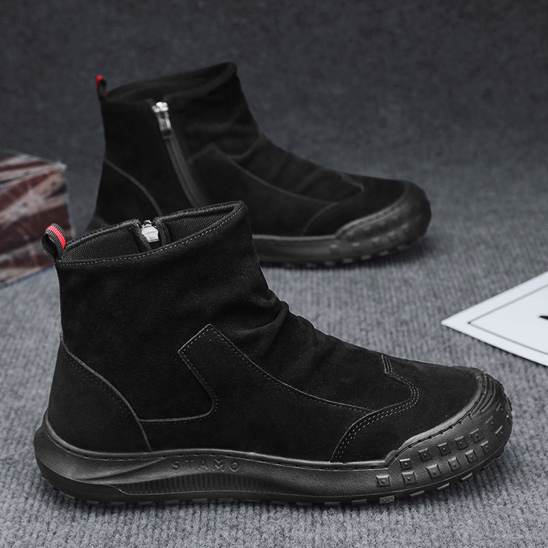 Novas botas Martin de outono com fecho lateral 2024 para homem, sapatos vintage britânicos Chelsea high-top masculino