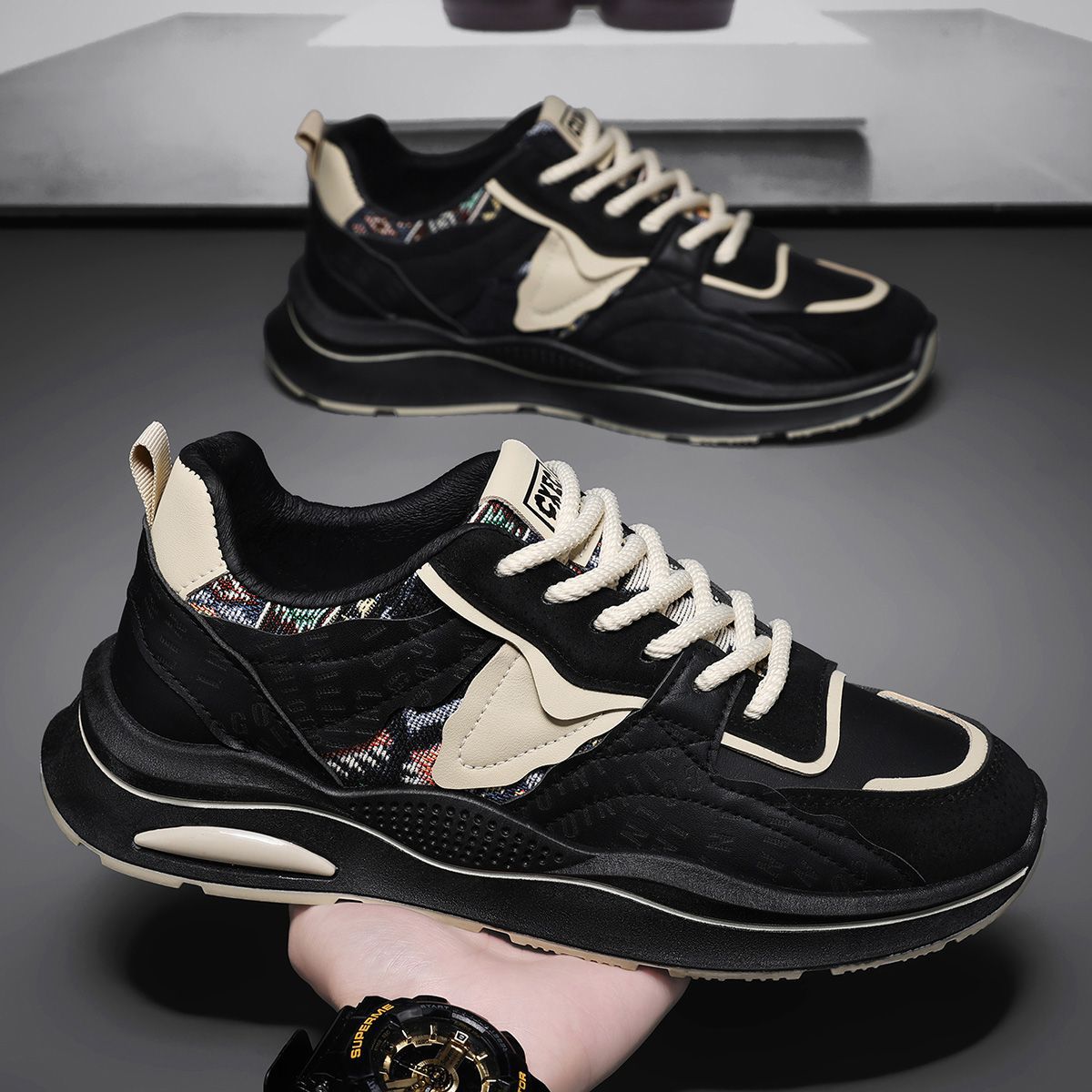Novos Sapatos Casuais Desportivos com Sola Macia e Sola Moderna para Homens Verão 2025, Sapatos de Pai para Homens com Sola Grossa e Aumento de Altura