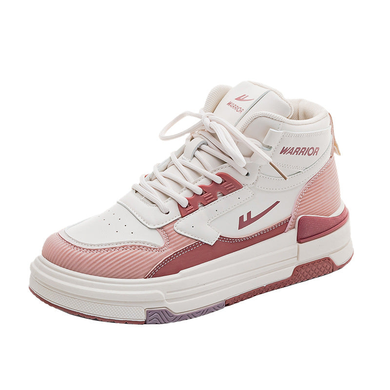 Sapatos plataforma Warrior com blocos de cor, ténis confortáveis, sapatos simples simples de mola alta, sapatos versáteis de estilo universitário para o dia a dia