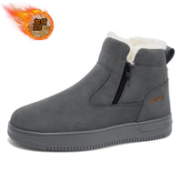 Botas de neve, botas Martin integradas em lã e pele, impermeáveis e antiderrapantes e de sola grossa, sapatos de algodão quente forrados a polar de inverno de cano alto para homem