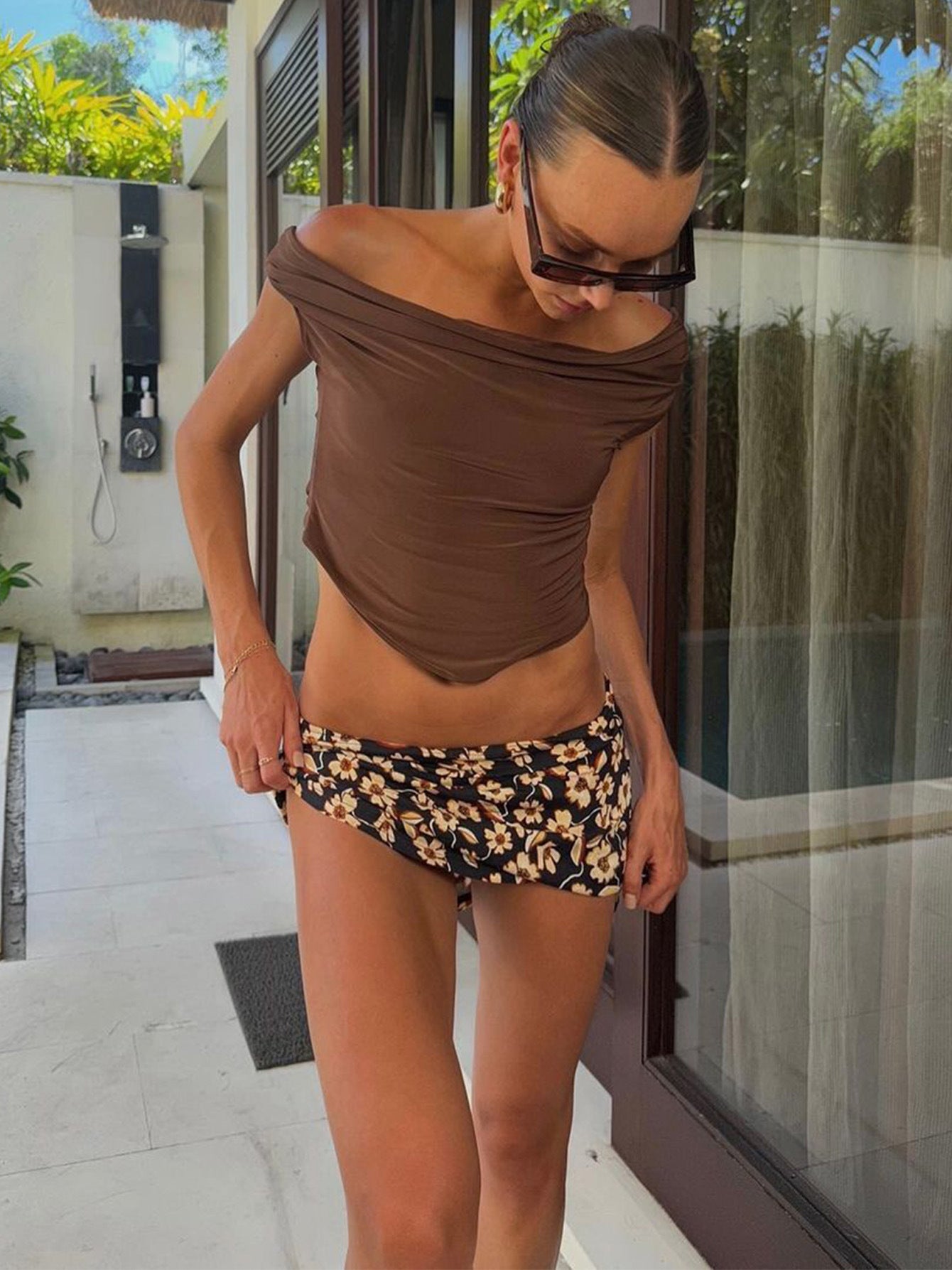 Saia de moda ultra-fronteiriça bestseller da Amazon, com estampado floral, slim set, justo, cintura alta, cintura alta, nova saia versátil para mulheres