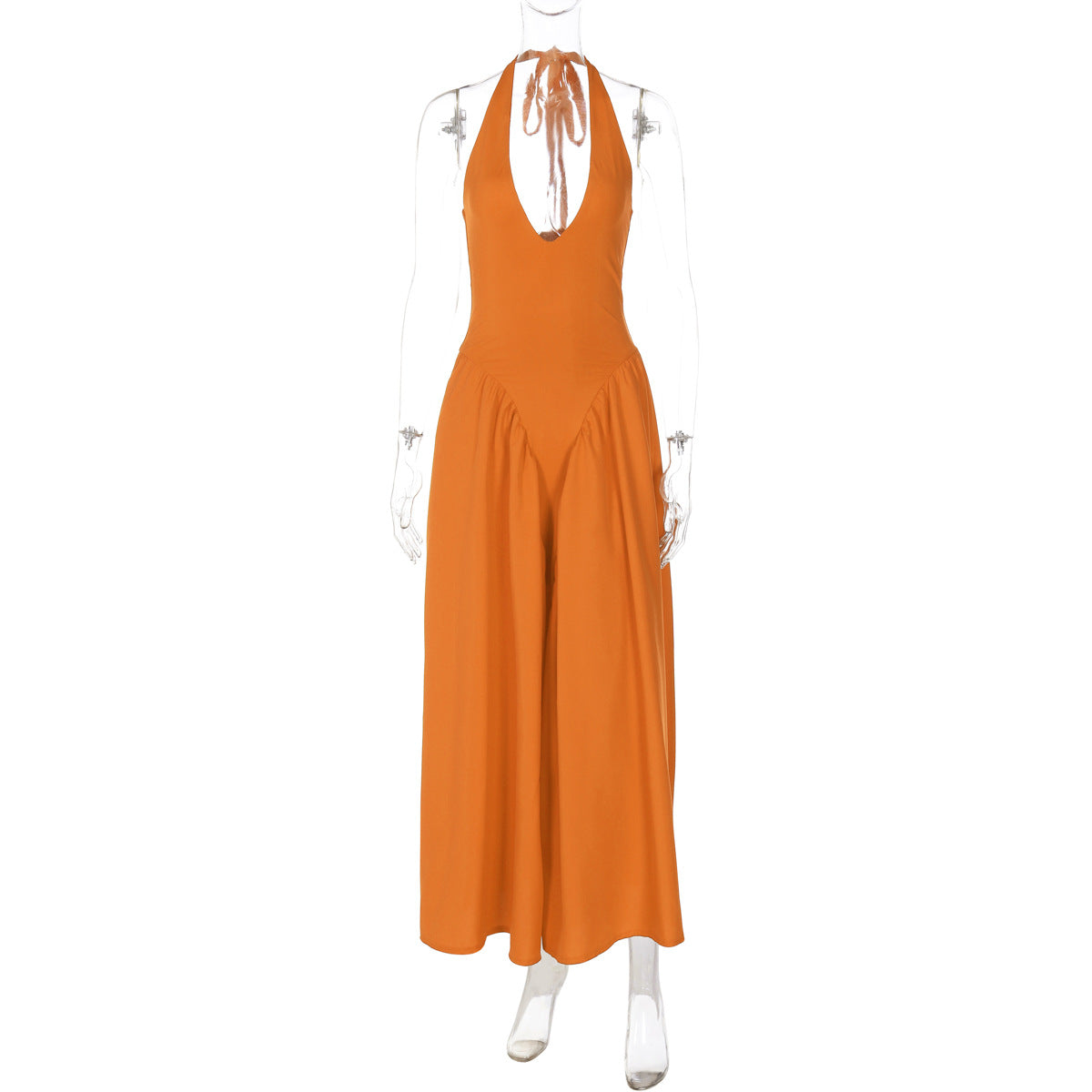 Vestido elegante e elegante para mulheres, vestido bestseller cross-fronteiriço da Amazon, de cor sólida, sexy com decote oco oco em V profundo