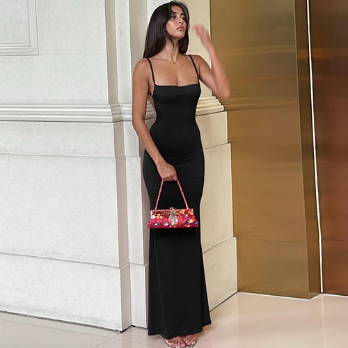 Verão INS 2026 Vestido Feminino Feminino Sexy Sexy Fit-less Spaghetti Strap Strap para mulheres