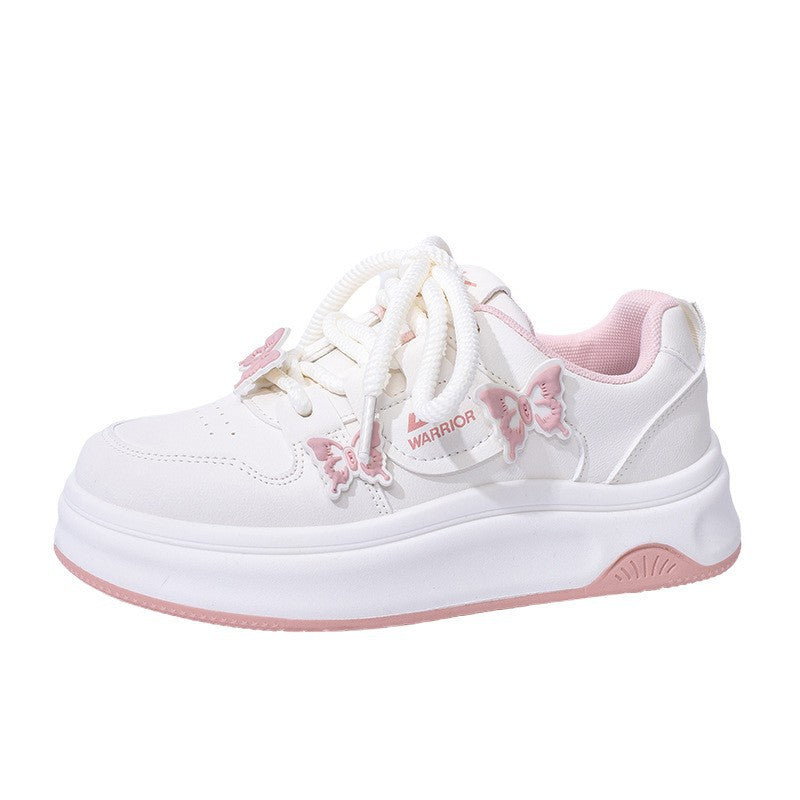 Sapatos desportivos borboleta com blocos de cor Warrior, sapatos casuais casuais casuais confortáveis com sola grossa e baixo, sapatos femininos na moda, versáteis e estéticos elevados