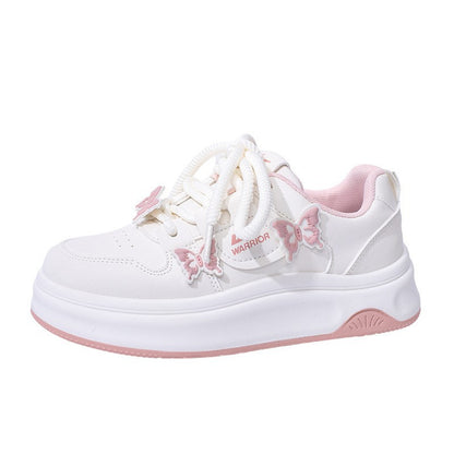 Sapatos desportivos borboleta com blocos de cor Warrior, sapatos casuais casuais casuais confortáveis com sola grossa e baixo, sapatos femininos na moda, versáteis e estéticos elevados