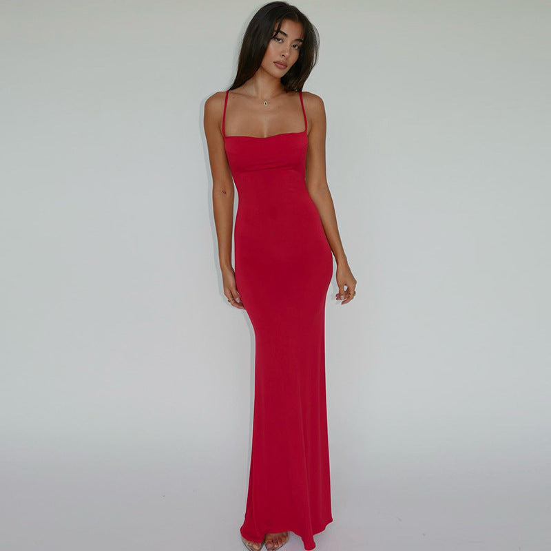 Verão INS 2026 Vestido Feminino Feminino Sexy Sexy Fit-less Spaghetti Strap Strap para mulheres