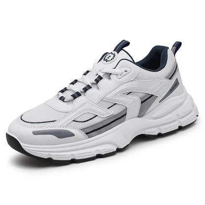 Masculino Verão Respirável, Versátil Casual Estudante Corrida, Viagens Desportos Pequenos Ténis Brancos Dad Port Trend com sola grossa e aumento de altura
