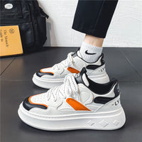 Sapatos masculinos, ténis brancos primaveres, ténis modernos de sola grossa masculina, sapatos desportivos desportivos versáteis para homens que aumentam a temperatura