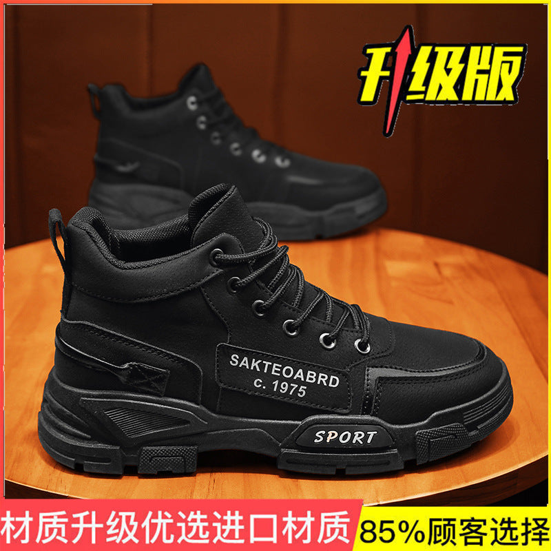 Botas Martin de Homem Verão Novos Sapatos de Trabalho Duráveis Antiderrapantes, Sapatos Masculinos de Outdoor de Cano Alto, Sapatos Casuais ao estilo Britânico