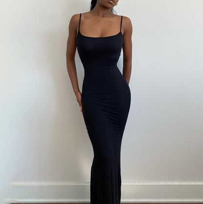 Novo vestido feminino feminino 2026 Kardashian de verão 2026 desfila um vestido slim slim sem mangas e sem mangas