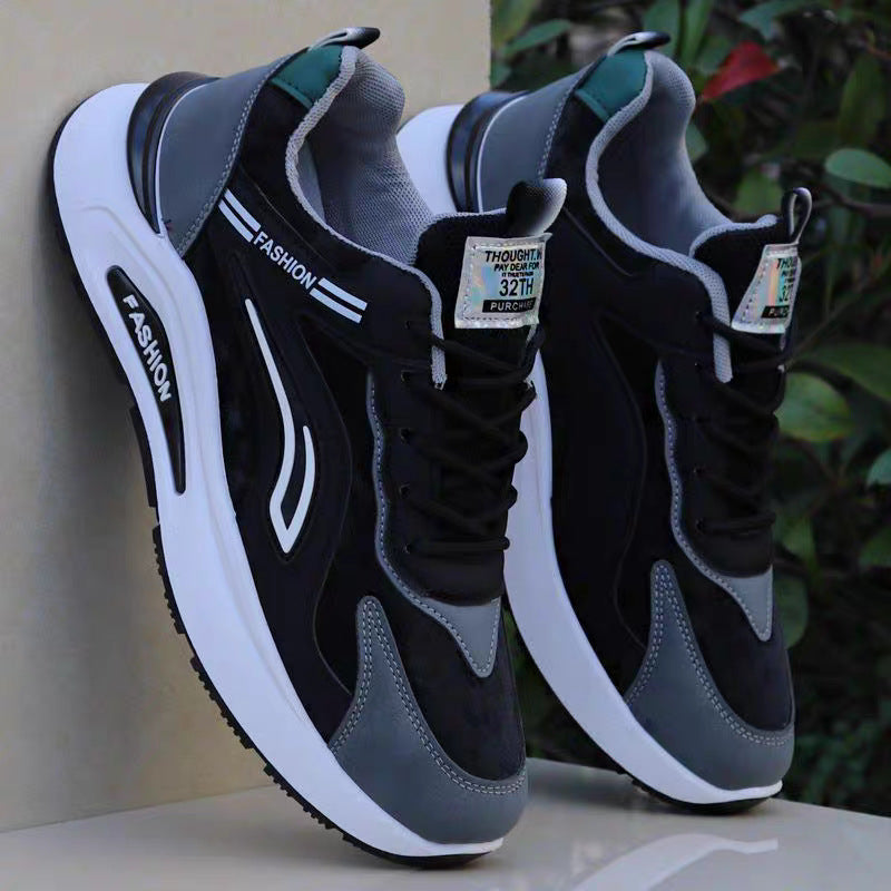 Sapatos de Homem 2025 Sapatos de Pai Novo, Sapatos Desportivos Casuais em Pele Primavera/Outono Homem, Sapatos Versáteis Ins' Modernos de Homem
