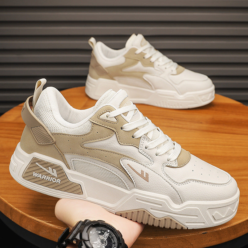 Sapatos americanos populares de estudante estilo Warrior Collegiate, sapatos de sola grossa e respiráveis e confortáveis, sapatos de negócios masculinos de deslocamento com blocos de cor