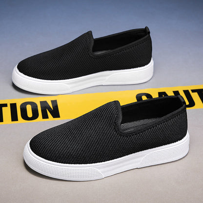 Sapatos masculinos de verão 2025 sapatos de lona respirável, sapatos de slip-on, sapatos de um pé, sapatos antigos de tecido Beijing de homem, sapatos de prancha casuais, sapatos masculinos