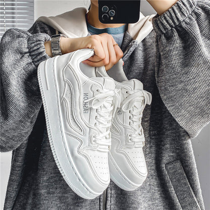 Sapatos de Homem 2024 Novo Design de Primavera Nicho Ténis Casuais Baixos, Sapatos Desportivos Masculinos Versáteis, Respiráveis, Pequenos Sapatilhos Brancos da Moda