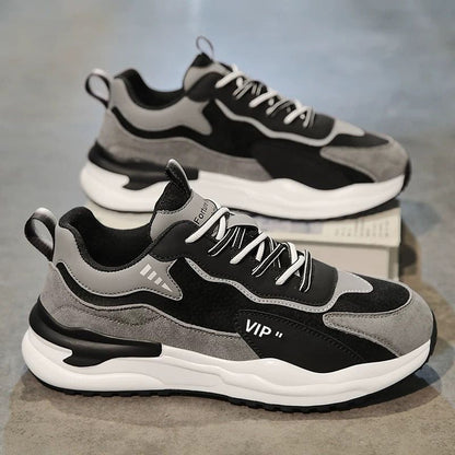 Sapatos de Homem: Outono 2024 Nova Marca da Moda Ténis Desportivos de Couro, Sapatos Casuais Casuais de Corrida Masculino A-Gump Teen Dad Trendy