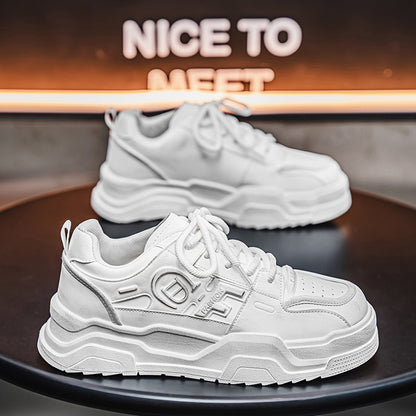 Sapatos de primavera para homem, novos sapatos brancos respiráveis, sapatos desportivos da moda, versáteis de sola grossa que aumentam a altura, ténis casuais, sapatos modernos