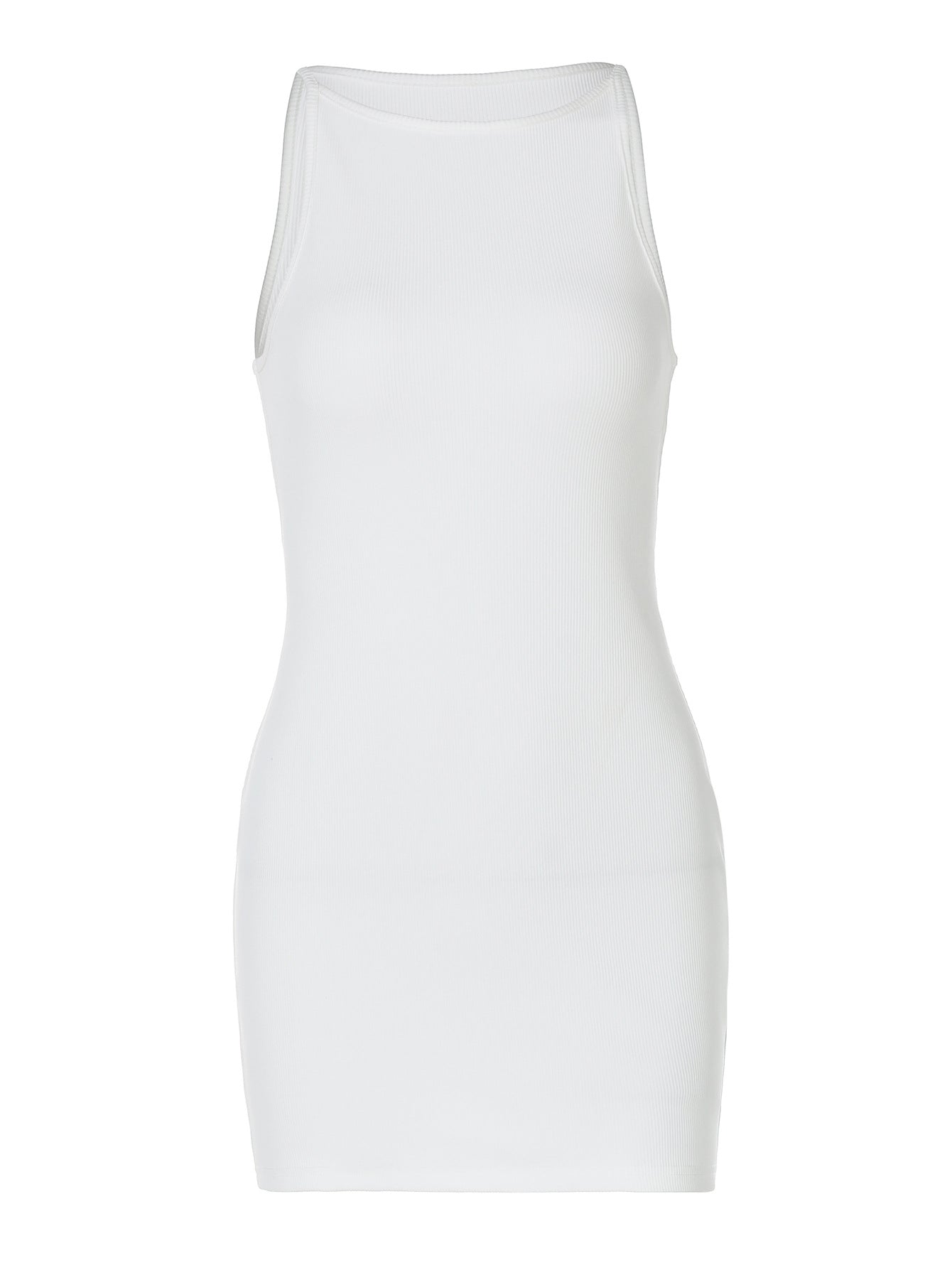 Moda feminina europeia e americana 2026 verão nova moda casual de cor sólida decote redondo, sem mangas, vestido curto versátil versátil para exportação por grosso