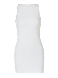 Moda feminina europeia e americana 2026 verão nova moda casual de cor sólida decote redondo, sem mangas, vestido curto versátil versátil para exportação por grosso