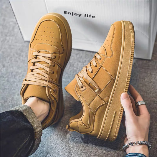 Sapatos masculinos de verão, sapatos novos e respiráveis, ténis desportivos casuais da moda e versáteis de cor trigo para estudantes, sapatos modernos