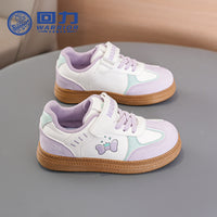 Sapatos bumerangue, sapatos casuais novos de primavera em velcro para raparigas, sapatos de treino com laço fofos para crianças, sapatos color-block