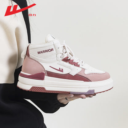 Sapatos guerreiros para mulheres, sapatos casuais versáteis de cano alto e na moda com blocos de cor, ténis confortáveis de primavera para o dia a dia, sapatos plataforma de alta saliência