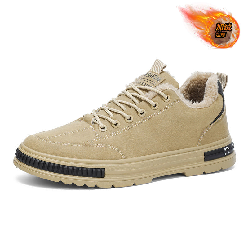 Sapatos de algodão masculinos, botas Martin de trabalho espessas forradas a polar quente no inverno, botas desportivas casuais de algodão resistentes ao frio do Nordeste para homens