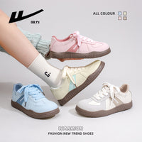 Saltos altos com dopamina guerreiro, sapatos casuais versáteis com atacadores, solas macias que não cansam os pés, sapatos de treino alemães femininos, sapatos planos coreanos