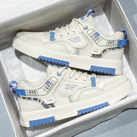 Sapatos de malha fina respiráveis para primavera para homem Sapatos desportivos casuais versáteis Sapatos pequenos de quadro branco para homens Sapatos modernos para homens