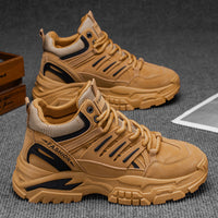 Sapatos masculinos de cano alto, proteção para o trabalho de outono, sapatos impermeáveis antiderrapantes para caminhadas ao ar livre, botas Martin desportivas casuais de sola grossa