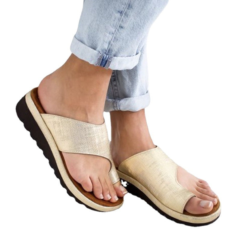 Comércio Estrangeiro Sapatilhas de Pele Exterior de Mulher Exterior de Tamanho Grande Sandálias de Salto Cunha sobre a Ponta Exterior Calçado Feminino de Comércio Exterior Feminino Plus Size em Stock 40-43