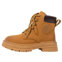 Warrior, cor sólida, botas Martin simples de cano alto, casal neutro para casal, botas amarelas grandes e com atacadores, sapatos unissexo versáteis com atacadores