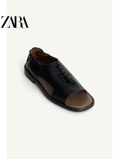 ZARA 2026 Primavera/Verão Novos Sapatos Sociais Masculinos Studio Series em Couro com Bico Redondo 2492720 400