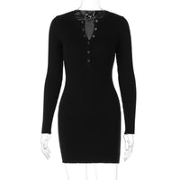 Vestido de lã de manga curta de manga longa de manga longa de 2025 para mulheres europeias e americanas, nova moda de cor sólida, temperamento sexy em V profundo