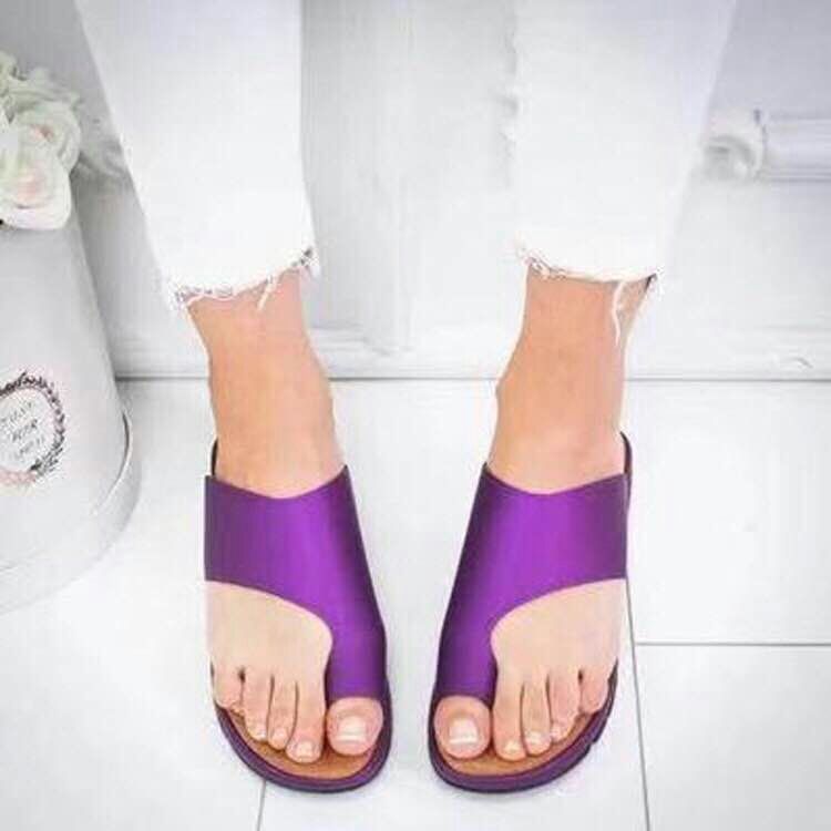 Comércio Estrangeiro Sapatilhas de Pele Exterior de Mulher Exterior de Tamanho Grande Sandálias de Salto Cunha sobre a Ponta Exterior Calçado Feminino de Comércio Exterior Feminino Plus Size em Stock 40-43