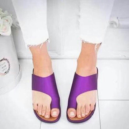 Comércio Estrangeiro Sapatilhas de Pele Exterior de Mulher Exterior de Tamanho Grande Sandálias de Salto Cunha sobre a Ponta Exterior Calçado Feminino de Comércio Exterior Feminino Plus Size em Stock 40-43