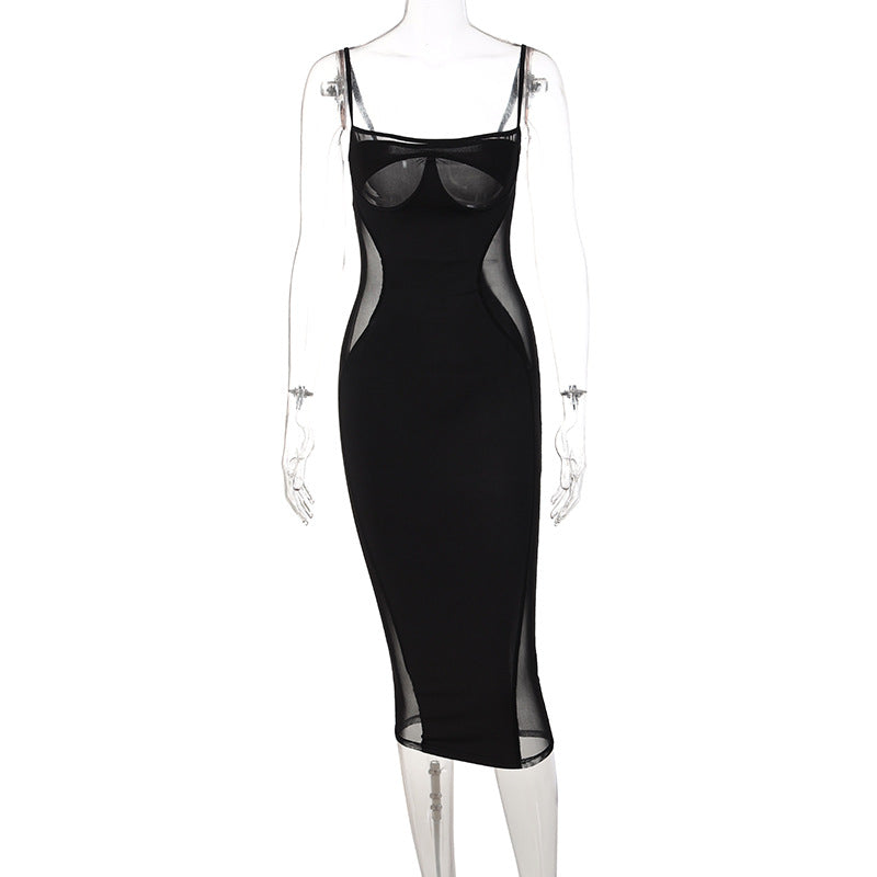 Estilo Europeu e Americano 2026 Verão 2026 Quente Novo Retalho de Retalhos Suporte Sólido Peito Vestido Slim Fit Exportação Roupa Feminina por Grosso