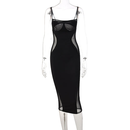 Estilo Europeu e Americano 2026 Verão 2026 Quente Novo Retalho de Retalhos Suporte Sólido Peito Vestido Slim Fit Exportação Roupa Feminina por Grosso