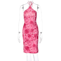 Vestidos estampados com estampados de estilo europeu e americano de verão 2026, moda feminina com estampados de halter e soutien, Amazon por grosso
