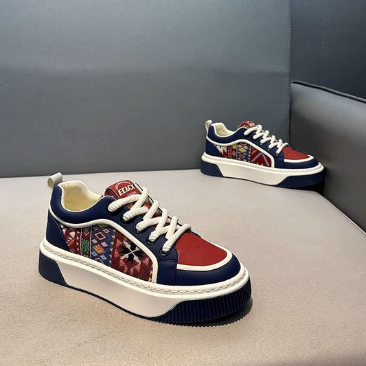 Sapatos de Homem 2025 Primavera Novos Sapatos Casuais Casuais da Moda Calçados de Madeira Masculinos Respiráveis, Com Sola Grossa, Confortáveis, Desporto Modernos Versáteis Modernos