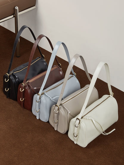 Bolsas de pele curtida vegetal para mulher, novas bolsas tote cruzadas para primavera/verão 2026, malas femininas em pele genuína de grande capacidade, bolsas de almofada de ombro simples