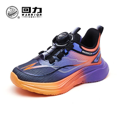 Ténis leves com sola para rapazes e raparigas, sapatos infantis Warrior outono novos, sapatos de botão na moda, sapatos de rede respiráveis, versáteis