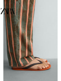 ZARA 2026 Verão Novo Sapatos Masculinos, Material Elástico, Sandálias Rasteiras Confortáveis com Detalhes, 2796720 070