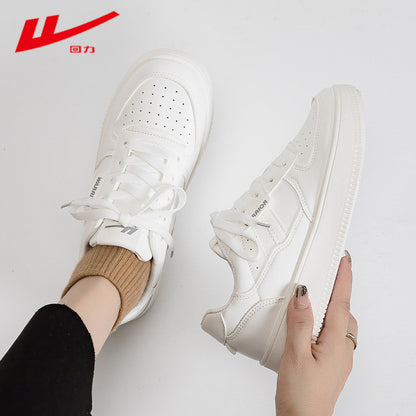 Warrior de cor sólida ténis brancos simples de sola grossa, sapatos de estudante na moda e na moda e versáteis, sapatos desportivos casuais para mulheres