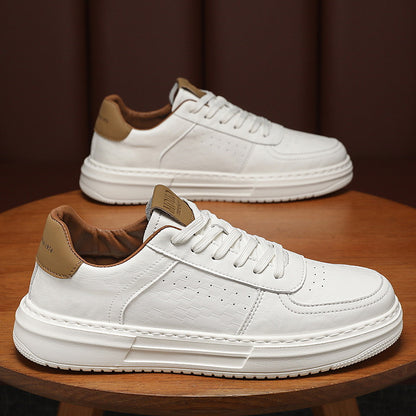 Sapatos masculinos de verão: sapatos brancos novos e respiráveis, ténis modernos para a juventude masculina, versáteis de sola grossa, ténis casuais