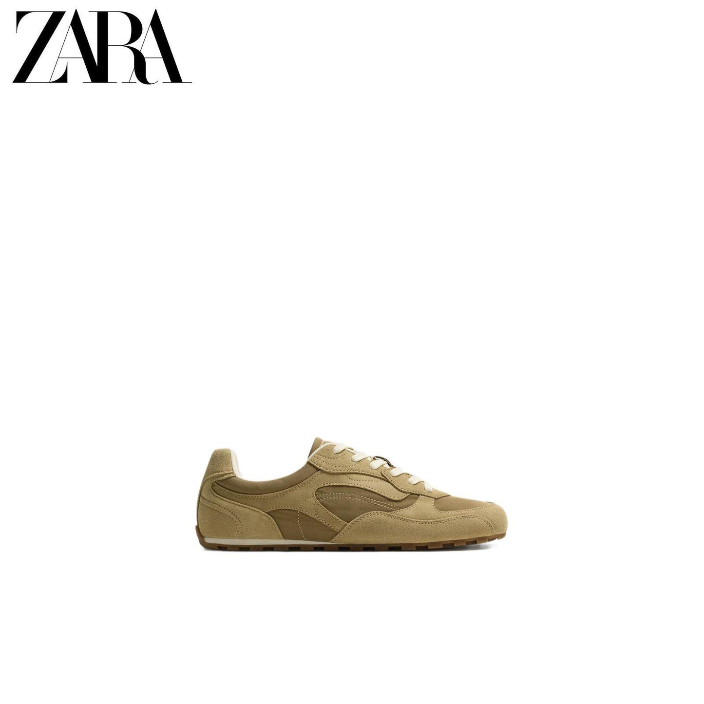 ZARA 2026 Primavera/Verão Sapatos Masculinos com Detalhes em Camurça, Modelo Retrô com Cadarço e Leves 2343720 107