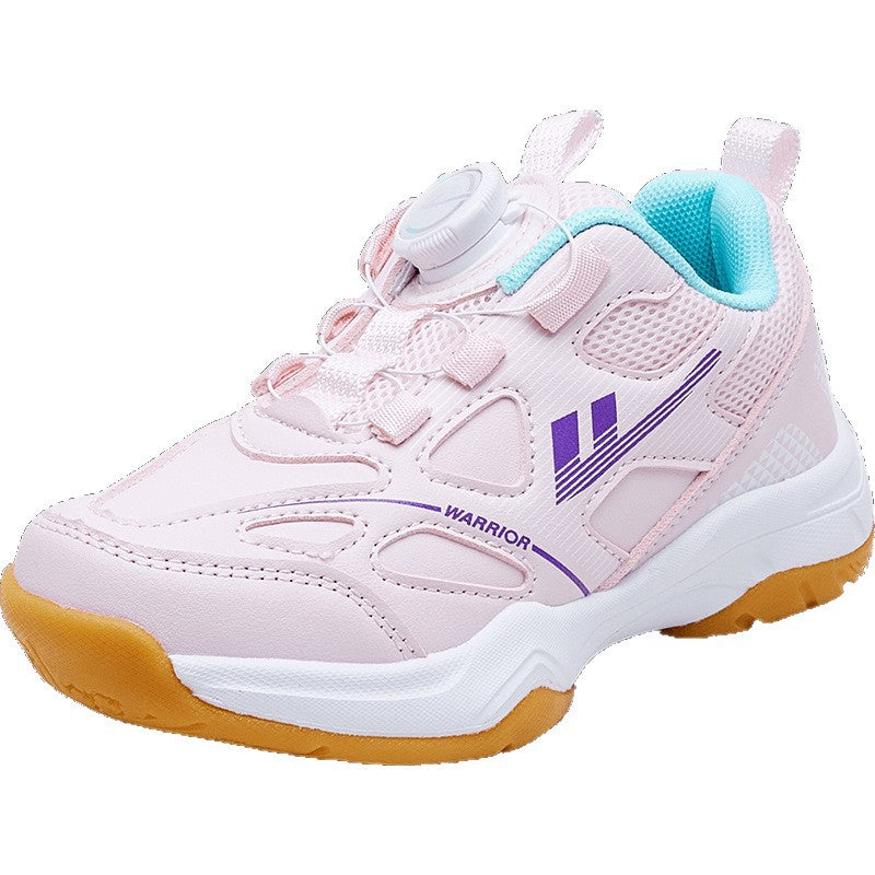 Ténis de couro e cor-de-rosa, sapatos de botão para rapazes e raparigas do outono, sapatos infantis Warrior, sapatos casuais leves para idades dos 6 aos 14 anos