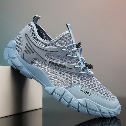 Sapatos de rede masculina, sapatos finos de rede respirável de verão para caminhadas de rede simples, sapatos casuais de verão para desporto de verão e na moda