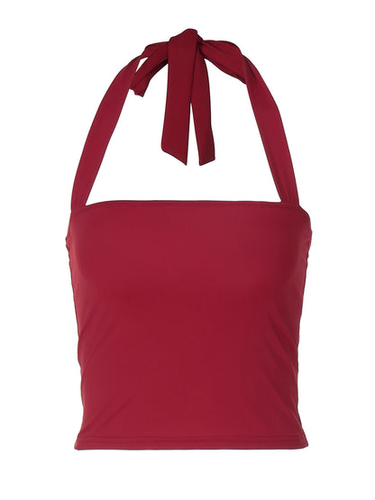 Verão 2026 European e American Hot Girl Nova Moda de Cor Sólida Slim Fit Versátil de Rua Estilo Estilo Halter, Conjunto Drop-Off Feminino