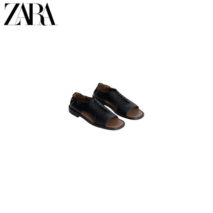 ZARA 2026 Primavera/Verão Novos Sapatos Sociais Masculinos Studio Series em Couro com Bico Redondo 2492720 400
